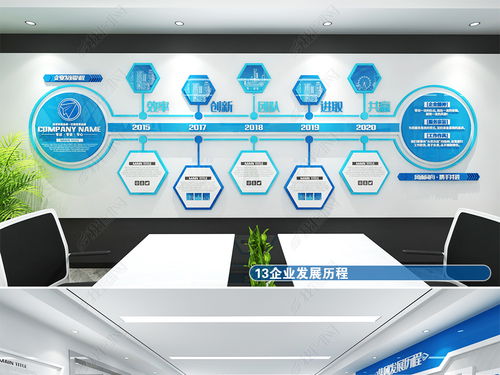 蓝色科技感企业公司办公室全套设计方案企业文化展厅展馆全套方案企业发展历程励志图片 高清效果图下载